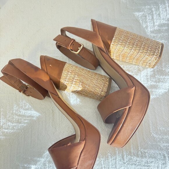 Aldo brown raffia block heel sandals: - Picture 3 of 5
